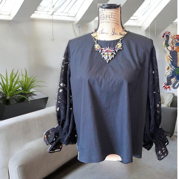 NWOT-ZARA-Women’s Black Oversized Long Sleeved Top-L - Picture 2 of 11